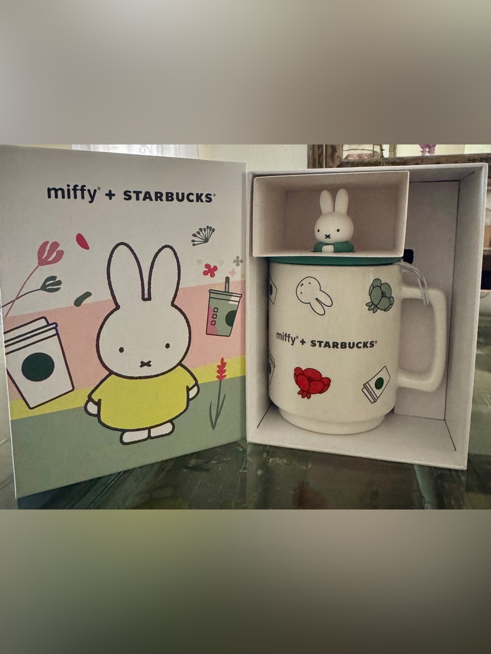 Miffy x Starbucks Ceramic Mug with Lid - White, Green, Red